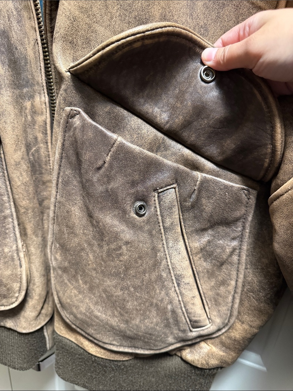 Wear Me Out Vintage Leather Aviator Bomber Jacket 46 - Picture 4 of 7